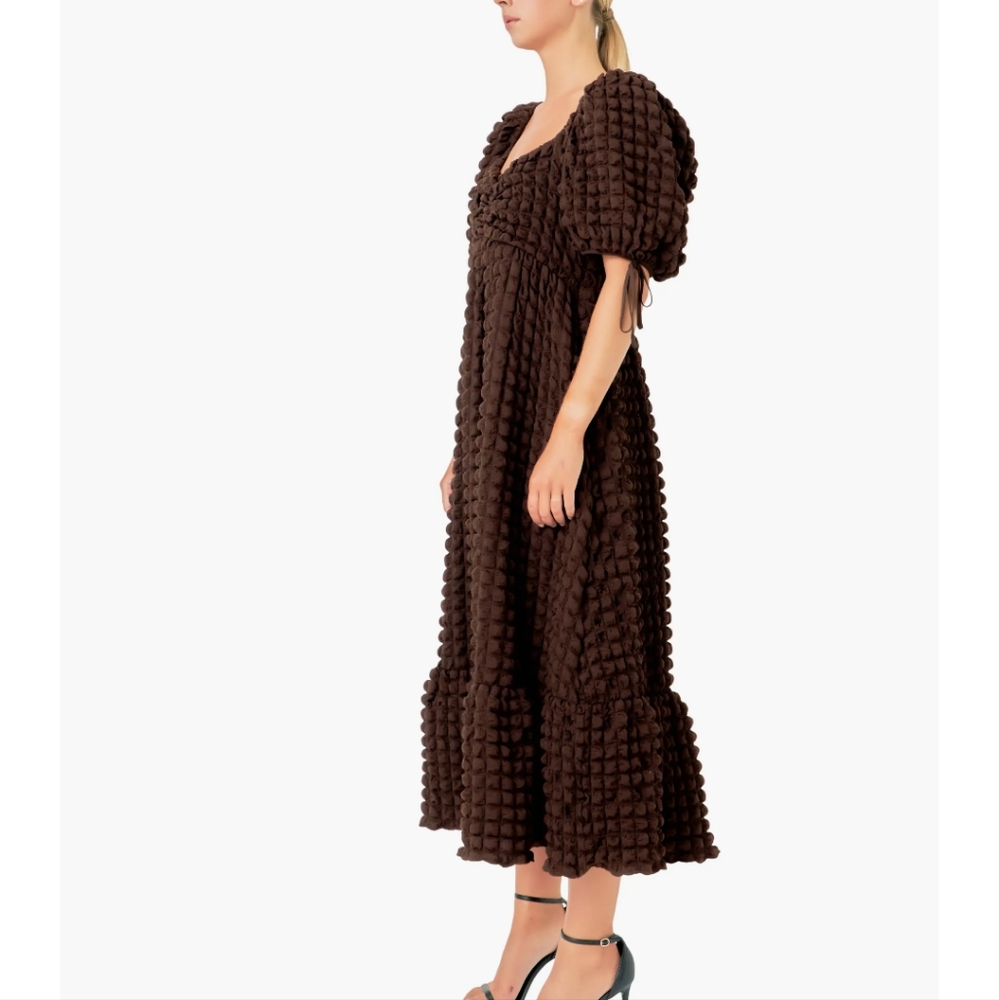 Anthropologie Endless Rose Puff Sleeve Textured Maxi Dress - Picture 5 of 16
